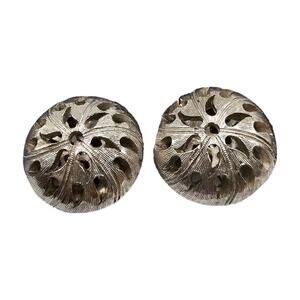 Earrings Crown Trifari Dome Shaped Clip On Filigree Vintage Gold Tone SKU 2138